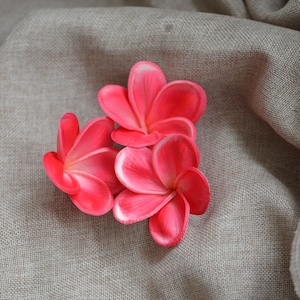 Hot Pink/Fuchsia frangipani Plumeria Real Touch Flowers flower heads DIY Cake Toppers Wedding Decorations