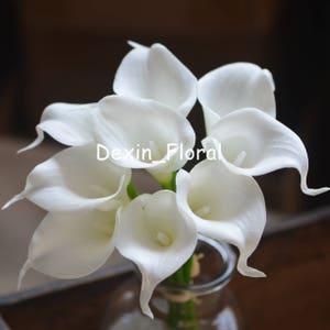 9 Stems Real Touch White Ivory Calla Lilies, Faux Flowers, Wedding Home Decorations, DIY Florals Bouquets, Cream White image 1