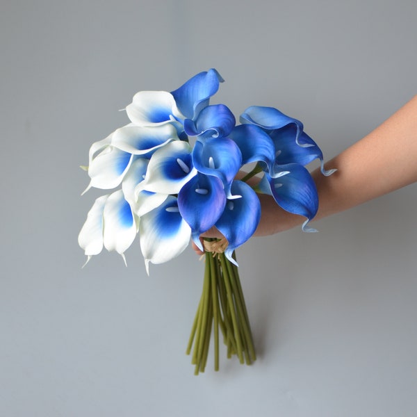 9 Royal Blue Calla Lily, Real Touch Calla Lily, Picasso Royal Blue Calla Lily, DIY Calla Lily Bouquet, DIY Wedding Flowers