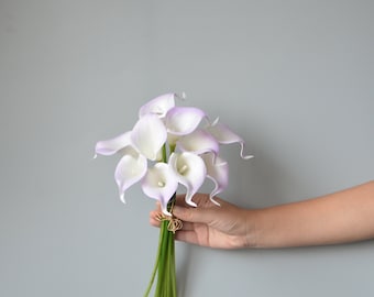 Lilac Calla Lily Stems, Real Touch Faux Floral Wedding Bouquet