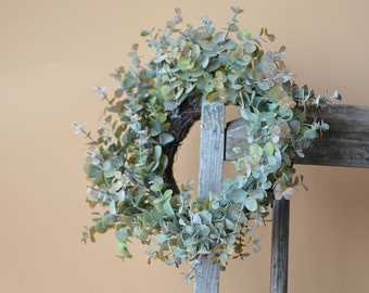 Fall Eucalyptus Wreath, Candle Wreath, Wedding Wreath, Mini Farmhouse Wreath, Artificial Eucalyptus