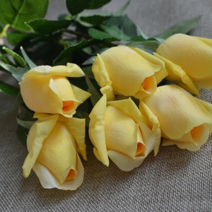 17&quot; Yellow Real Touch Faux Rose Buds, DIY Florals | Wedding/Home Decoration | Gifts, DIY Bouquets/Centerpieces