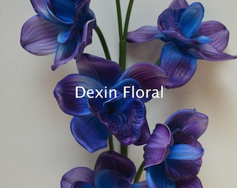 blue purple cymbidium orchids natural real touch flowers diy centerpieces decorations bridal bouquets wedding flowers