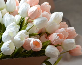 pink white tulips etsy