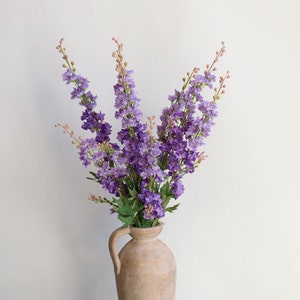 33" Fake Delphinium Blossom Branch With Buds in Purple, Artificial Flowers, DIY Floral, Wedding/Home/Holiday Decorations |Mom Gifts for Her