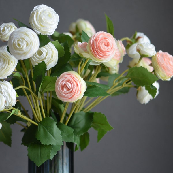 Small White Ranunculus, Soft Peach Ranunculus, Fake Artificial Ranunculus, Wedding Flowers Bouquets Make, Wedding Table Centerpieces