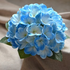 Blue Plumerias Bridal Bouquet, Blue Plumerias, Real Touch Frangipanis, Wedding Bouquets