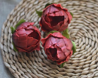 Darker Red Peony Blooms, Real Touch Flowers Peonies, DIY Cake Toppers, Peonies Heads, Wedding Decorations