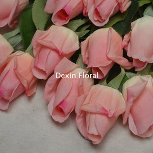 Real Touch Pink Rose Buds Stem DIY Wedding Centerpieces Silk Bridal Bouquets Artificial Flowers White Hot pink Champagne Blue Pink
