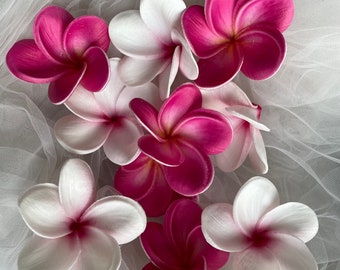 Hot Pink frangipani Plumeria Real Touch Flowers flower heads DIY Cake Toppers Wedding Decorations