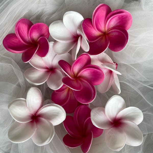 Hot Pink frangipani Plumeria Real Touch Flowers flower heads DIY Cake Toppers Wedding Decorations