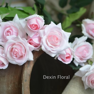Real Touch Pale Pink Roses Buds Silk Roses DIY Wedding Flowers Silk Bridal Bouquets Wedding Centerpieces