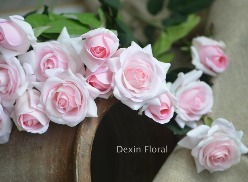 Real Touch Pale Pink Roses Buds Silk Roses DIY Wedding Flowers Etsy