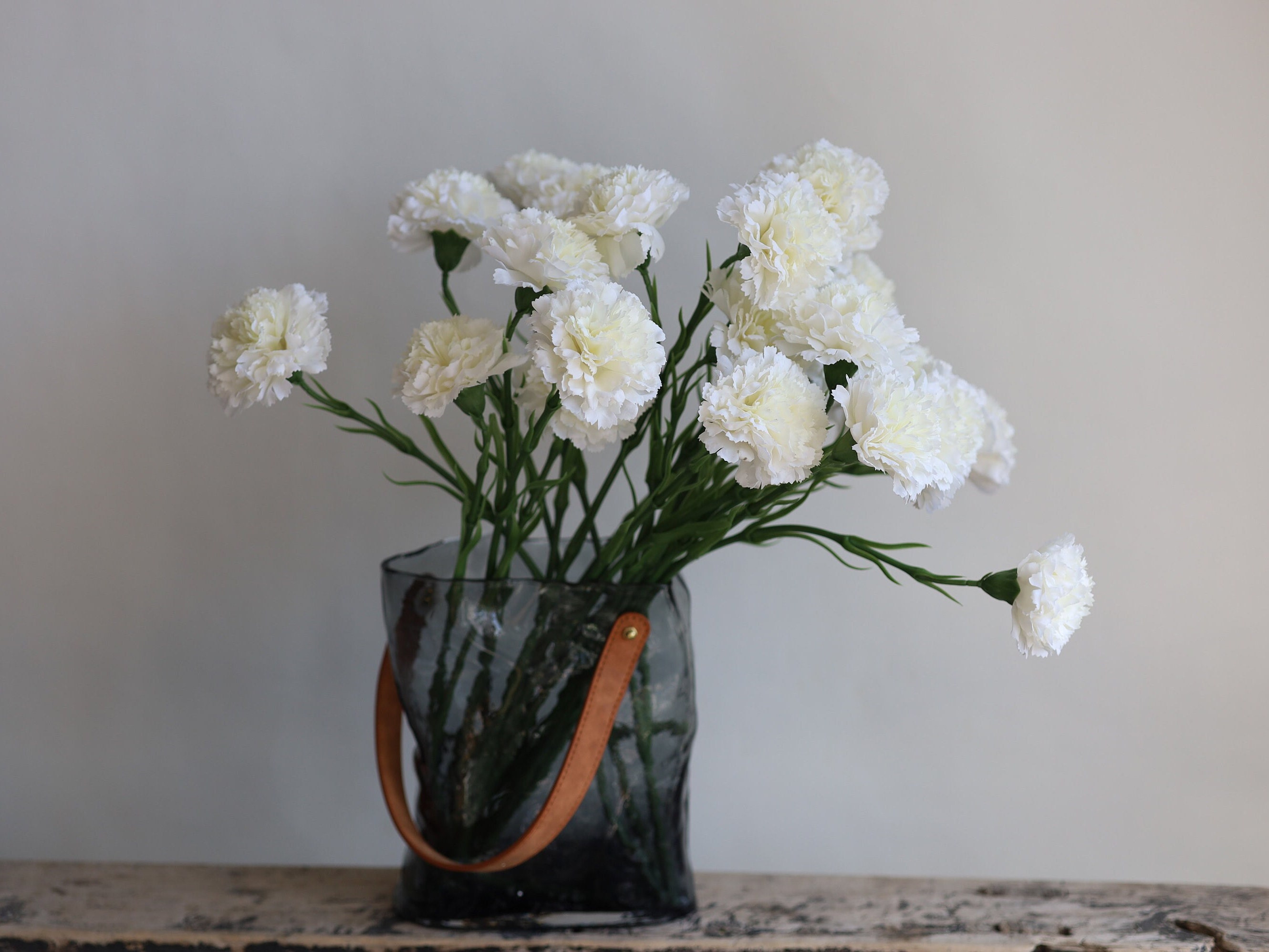 Fiore Bianco Del Garofano In Bianco E Nero Fotografia Stock - Immagine