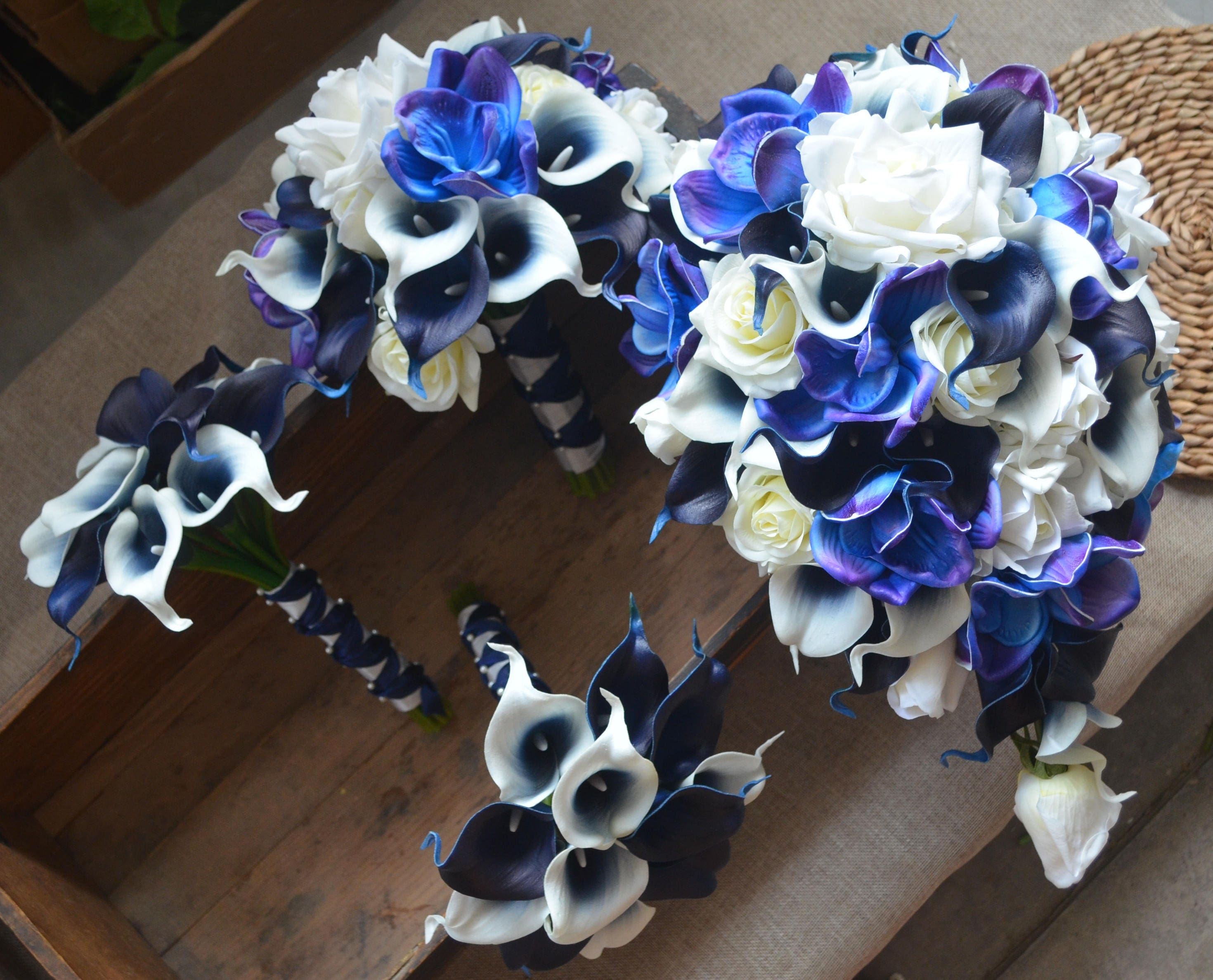 Navy Cascade Bridal Bouquet