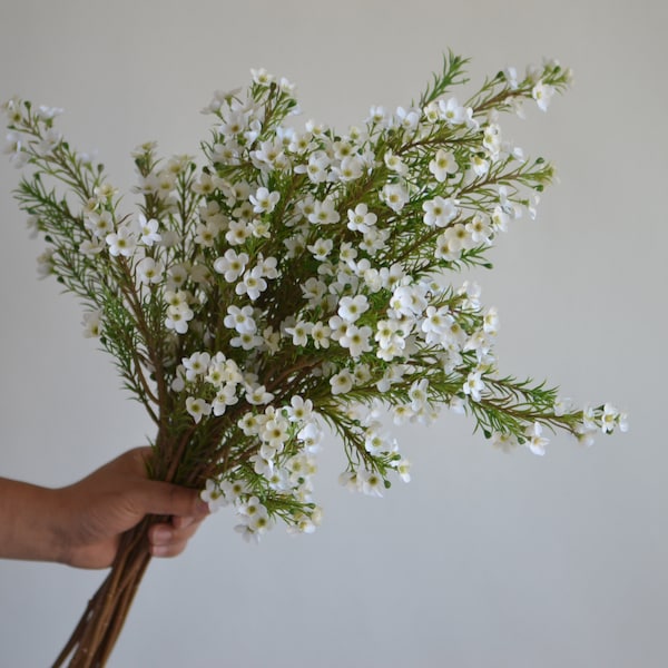 23.5" White Artificial Tiny Blossom Branch, Faux Spring Summer Plant Stem, DIY Centerpieces | Floral | Wedding/Home Decoration | Gifts