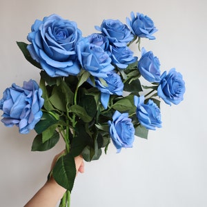 Dusty Blue Real Touch Artificial Roses, Vintage/Handmade Home/Wedding/Occasion Decors, Special Gifts, DIY Wedding Bouquets/Florals image 8