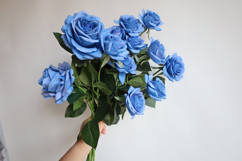 Dusty Blue Real Touch Artificial Roses, Vintage/Handmade Home/Wedding/Occasion Decors, Special Gifts, DIY Wedding Bouquets/Florals image 8