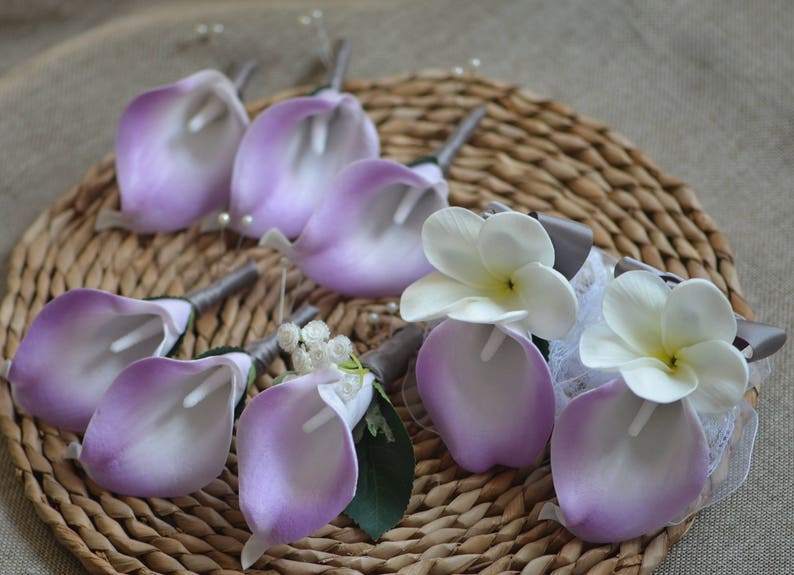 Lilac Wedding Bouquets Real Touch Lilac Calla Lilis Ivory Etsy