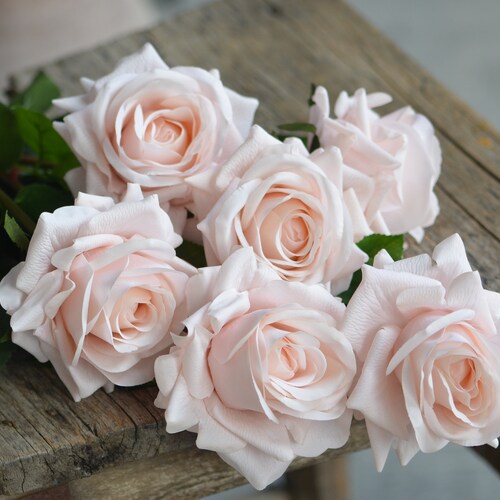 Soft Pink Real Touch Roses Soft Blush Pink Garden Roses Etsy