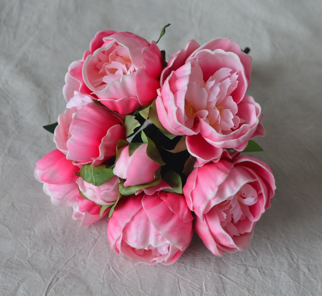 Hot Pink Real Touch Peonies Bunch DIY Silk Bridal Bouquets Etsy