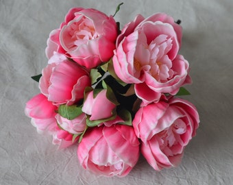 Hot Pink Real Touch Peonies Bunch DIY Silk Bridal Bouquets Wedding Bouquets Real Touch Flowers