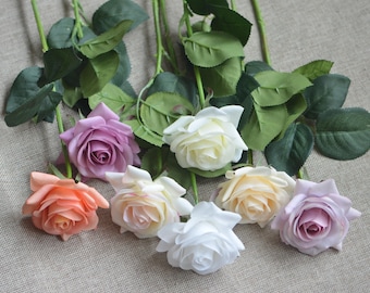 14colors-Real Touch Faux Roses, DIY Florals Supply | Wedding/Home/Kitchen Decoration | Gifts, DIY Bouquets/Centerpiece, multi colors