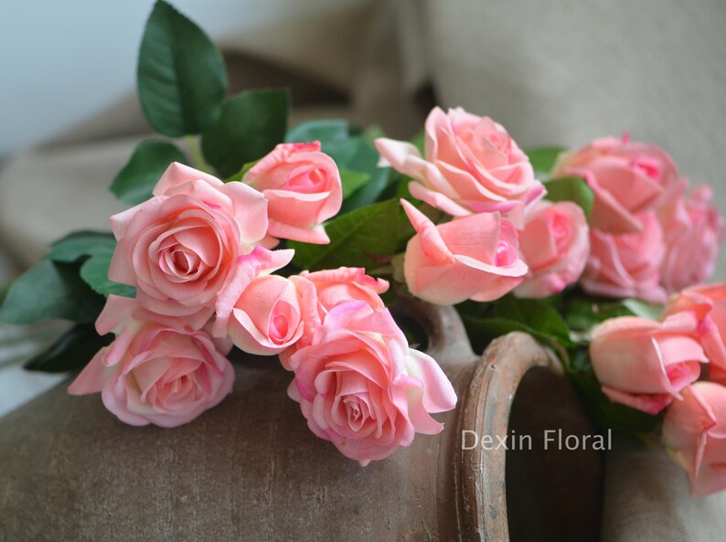 Real Touch Pink Roses Silk Roses DIY Wedding Flowers Silk Etsy