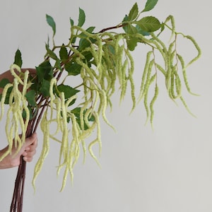 35インチ フェイクグリーン アマランサス テール ブランチ、人工吊り下げ植物、DIY フローラル ブーケ アレンジメント/グリーン/ウェディング/ホーム デコレーション/ホリデー ギフト
