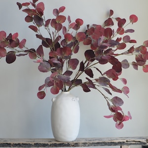 33" Fall Burgundy Artificial Eucalyptus Leaf Branch, Fall Foliage Autumn Winter Kitchen Decoration,Home/Wedding Greenery, DIY Vintage Floral
