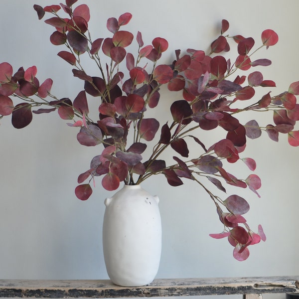 33 "Fall Burgund künstlicher Eukalyptusblattzweig, Herbstlaub Herbst Winter Küchendekoration, Haus / Hochzeitsgrün, DIY Vintage Floral