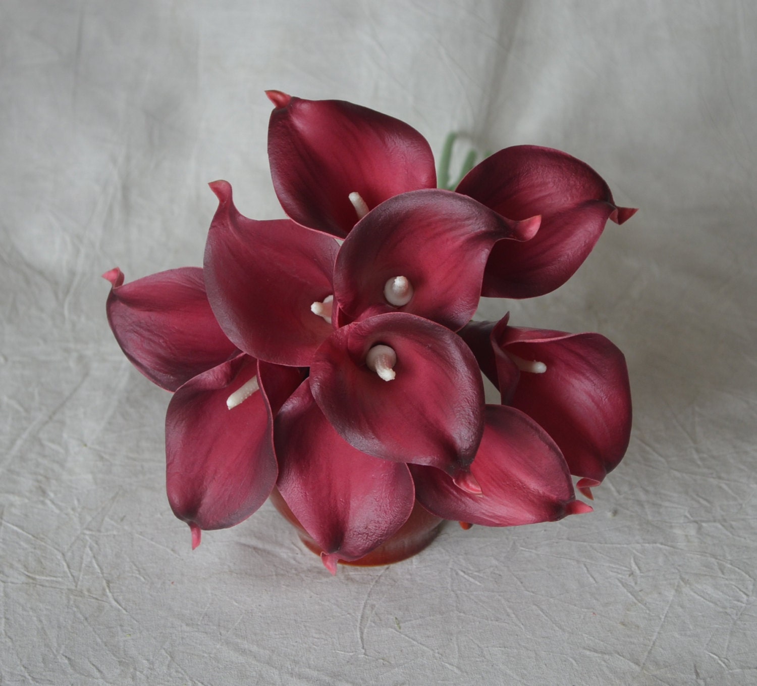 Details about   9 Dark Purplish Burgundy Calla Lilies Real Touch Flowers For Wedding Bouquets 