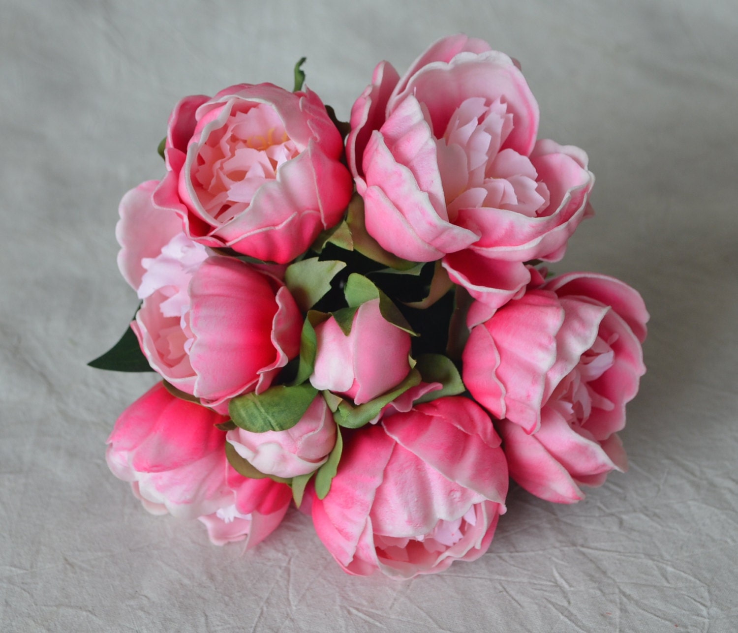 Hot Pink Real Touch Peonies Bunch DIY Silk Bridal Bouquets Etsy