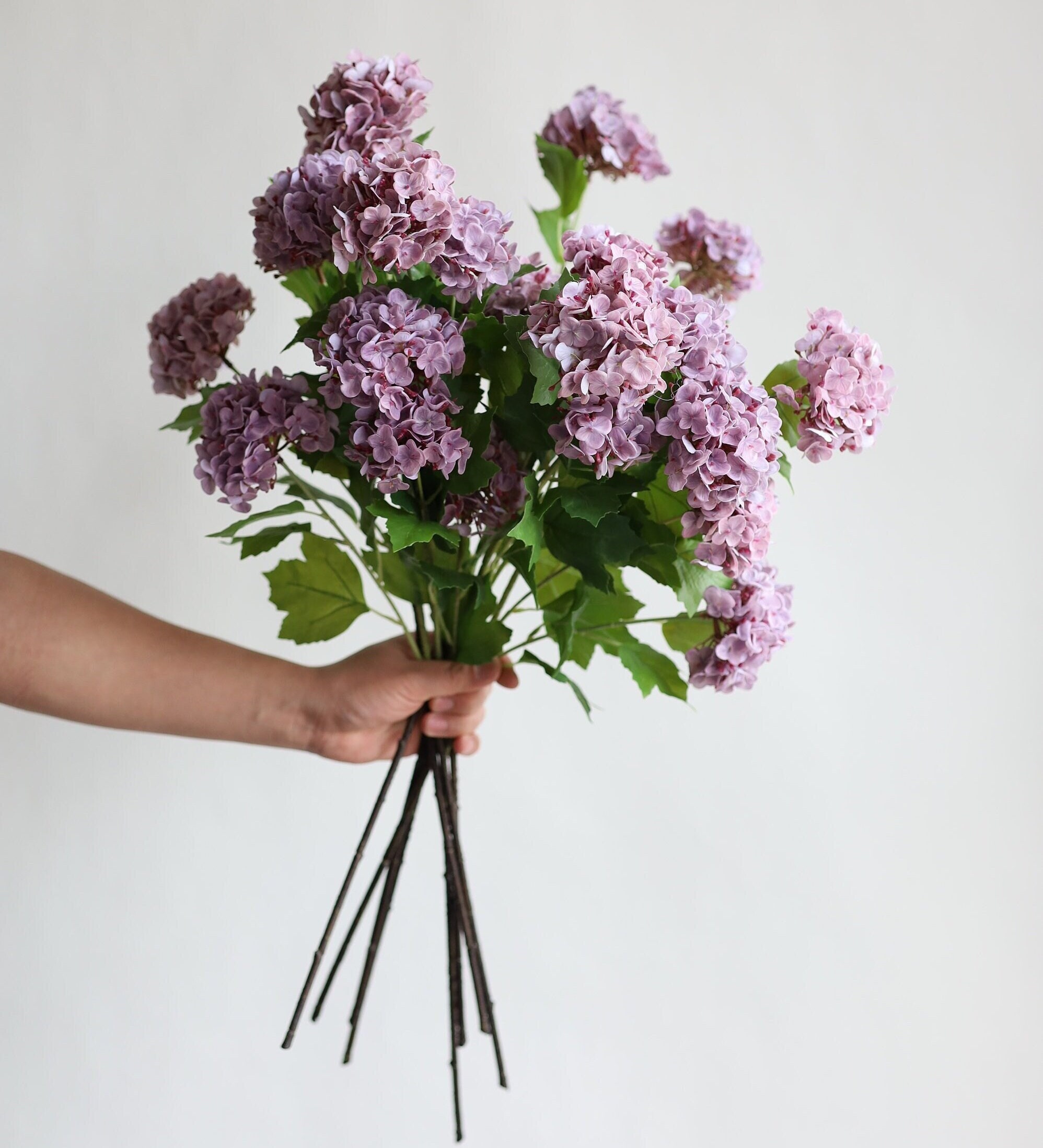 25" Faux Snowball Flower in Mauve Taupe, Real Touch Flowers, Faux Botanicals, DIY Florals, Wedding/Home/Kitchen Decorations | Gifts for Her
