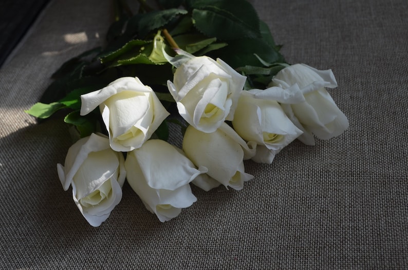 17 Cream White Real Touch RoseBuds, DIY Florals Wedding/Home Decoration Gifts, DIY Bouquets/Centerpieces image 2