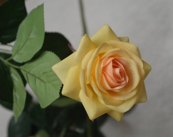 Gelb Champagner Echte Touch Latex Rosen Hochzeit Blumen DIY Seide Brautsträuße Hochzeit