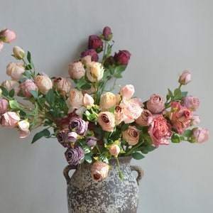 Tiny Dry Look Rose Flower Bouquet, 10 Silk Flower Bouquet, Artificial  Flowers, Faux Flowers, Small, Flower Crown, Mason Jar 
