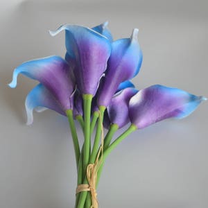 10 Royal Blue Purple Picasso Calla Lilies Real Touch Flowers - Etsy