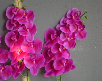 Fuchsia Orchids, Real Touch Flowers Phalaenopsis,Hot pink Artificial Orchids, DIY Silk Wedding Bouquets, Wedding Centerpieces