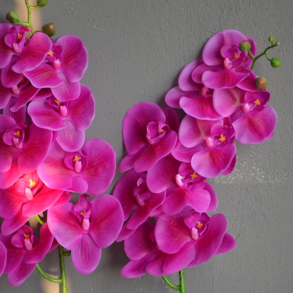 Fuchsia Orchids, Real Touch Flowers Phalaenopsis,Hot pink Artificial Orchids, DIY Silk Wedding Bouquets, Wedding Centerpieces