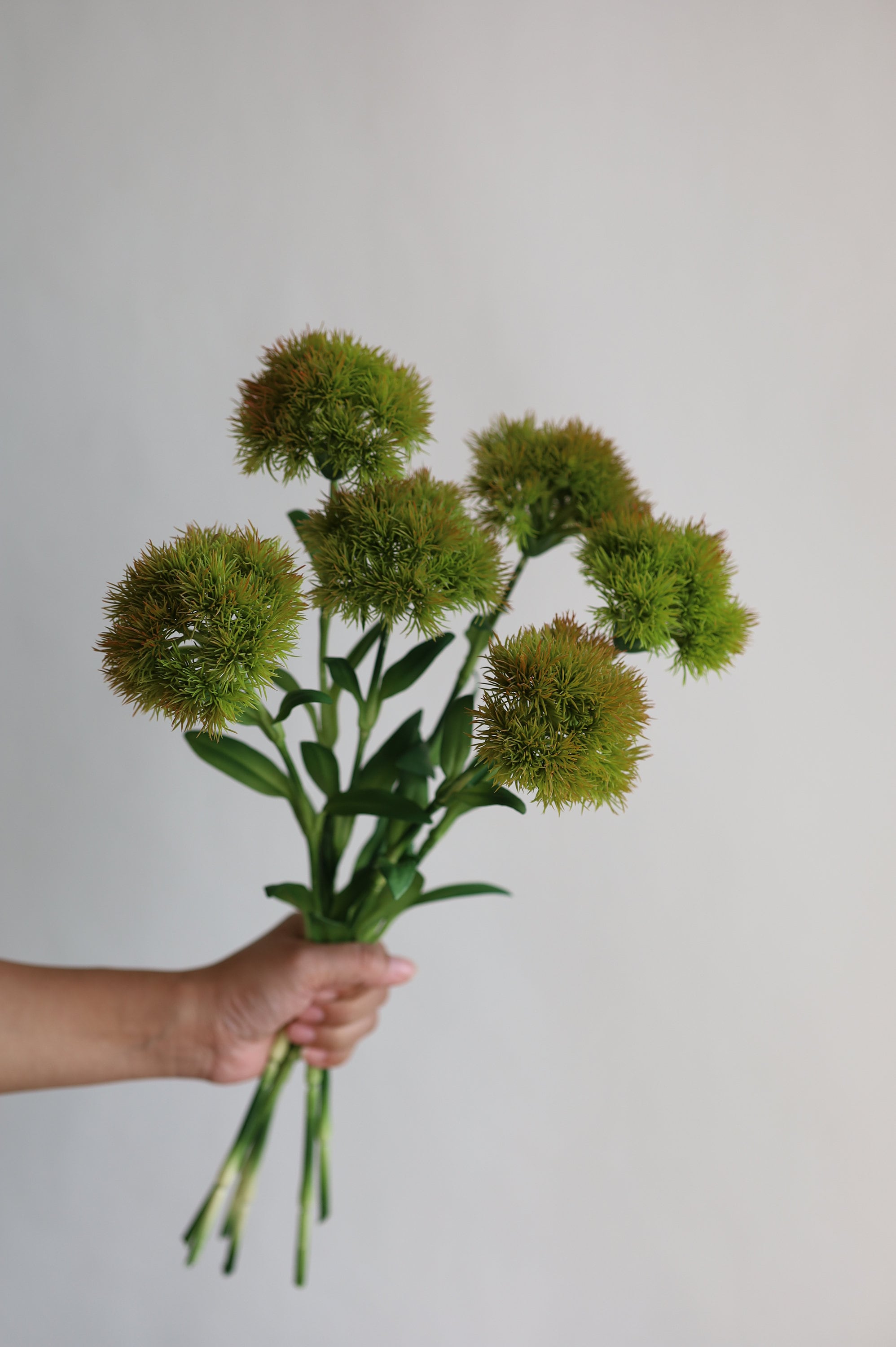 Sfera di crisantemo artificiale, 12 teste di fiori in plastica