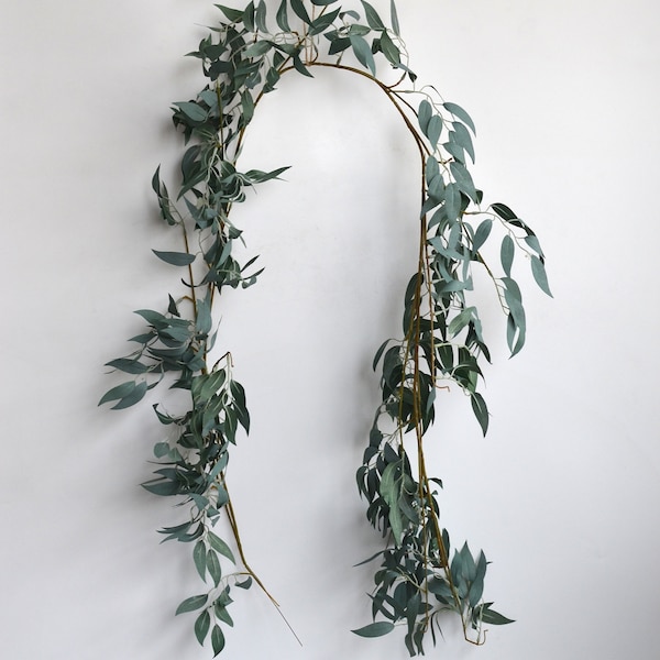 65" Fake Dusty Blue Green Willow Vine, Artificial Willow Leaves, DIY Wall Flowers, Wedding/Home decorations, DIY Florals, Gifts