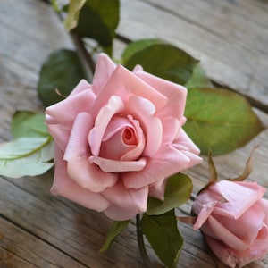 3 Heads, Dusty Rose Pink Real Touch Fake Roses, Artificial Flowers, Wedding/Home/Kitchen Decoration | Gifts, DIY Floral/Bouquets/Centerpiece