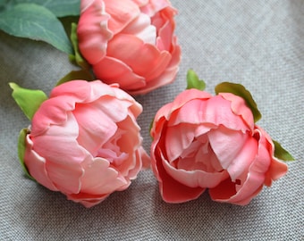 Coral Peony Blooms Real Touch Flowers Peonies Cake Toppers Peonies Heads Wedding Decorations