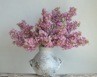 Branche de lilas rose mauve imitation vrai toucher 24,8 pouces, hortensias lilas artificiels crème, feuillage floral bricolage décorations de mariage/maison/cuisine