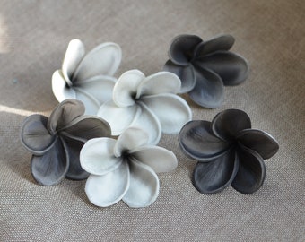 Gray Plumerias Real Touch Plumerias Flower heads DIY Cake Toppers