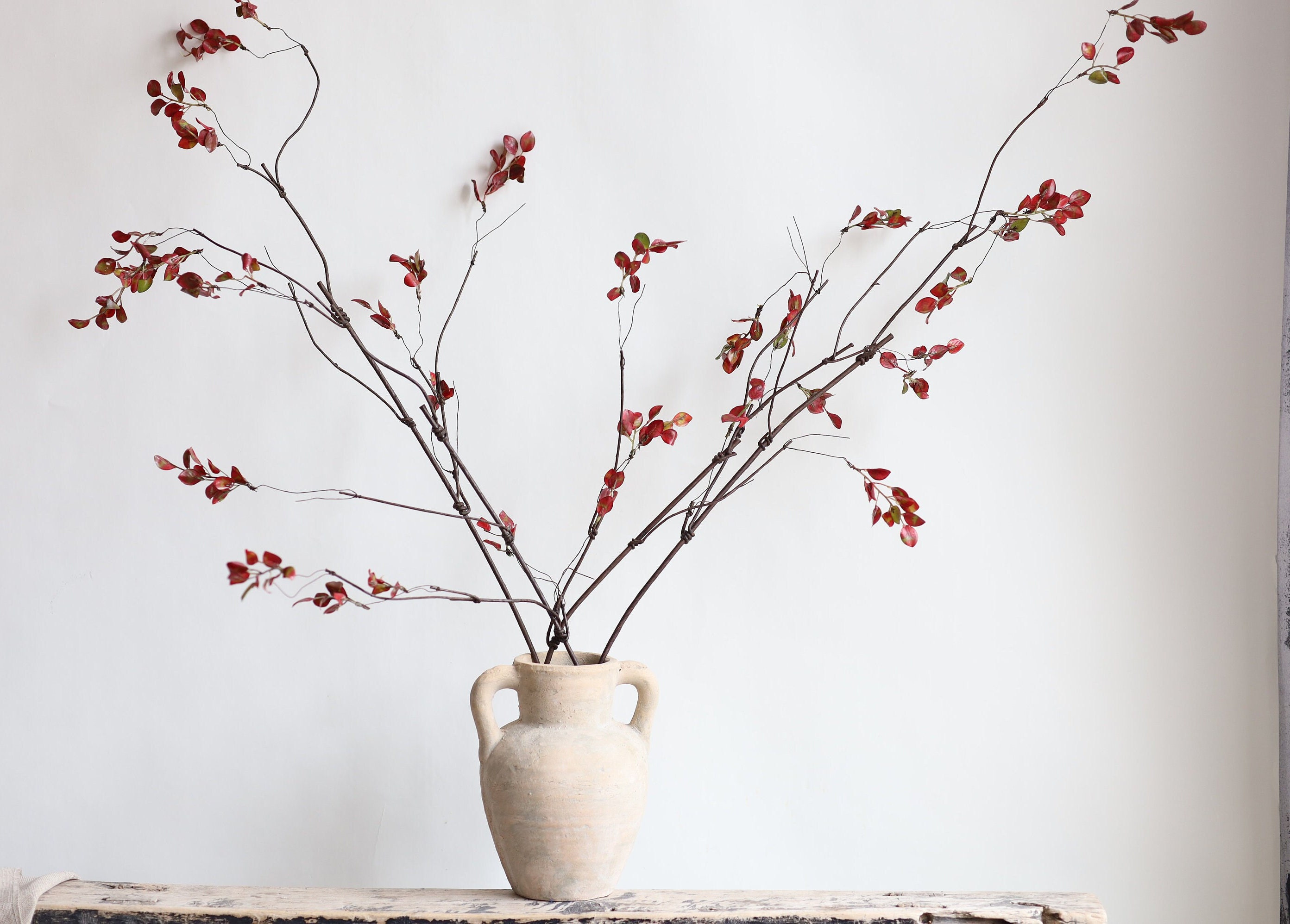 39" Fake Burgundy Leaf Branch, Decorative Plant Stem, Minimalist Style, High Quality Artificial Plant, Office/Wedding/Home Decoration/Gifts