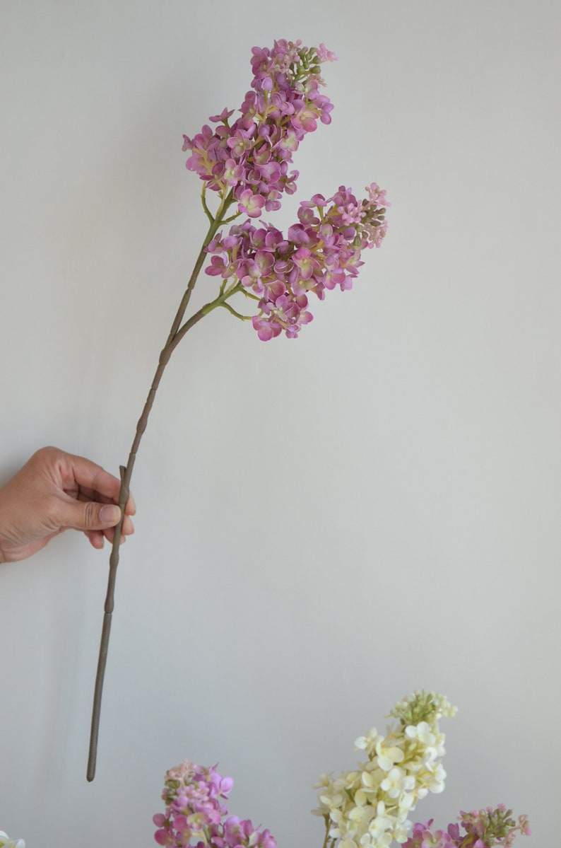 24.8 Real Touch Faux Mauve Pink Lilacs Branch, Cream Artificial Lilacs Hydrangeas, DIY Foliage Floral Wedding/Home/Kitchen Decorations MauvePink-SGDX-ZH