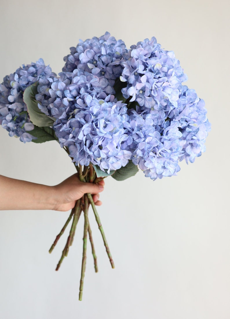 20 Blue Dried Look Hydrangeas, Fake Spring Summer Artificial Hydrangeas Branch, DIY Forals/Wedding Home Decor/DIY Bouquets, Gifts for Her image 4