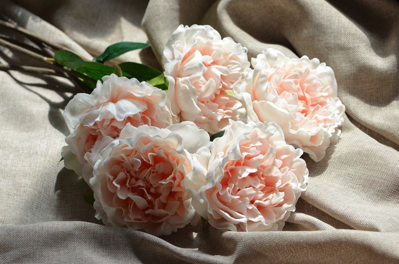 Peach Large Peonies Real Touch Peonies DIY Silk Wedding Centerpieces Wedding Bouquets